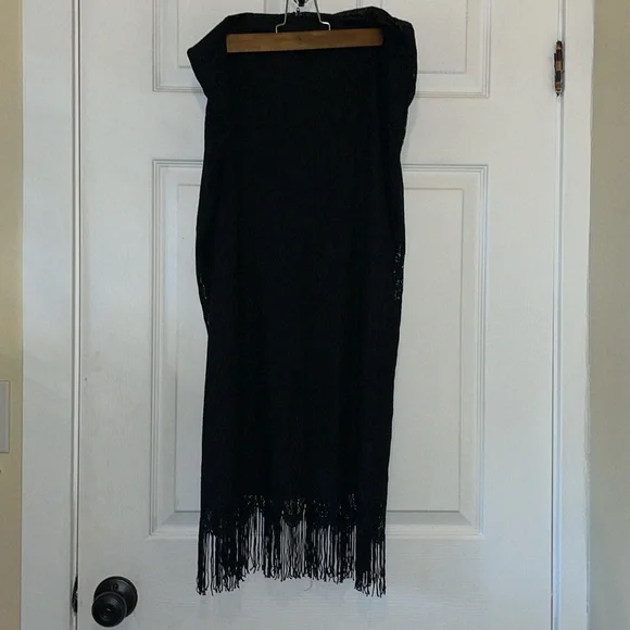 Vintage black fringed long skirt boho gatsby romantic goth witchy - Picture 2 of 8